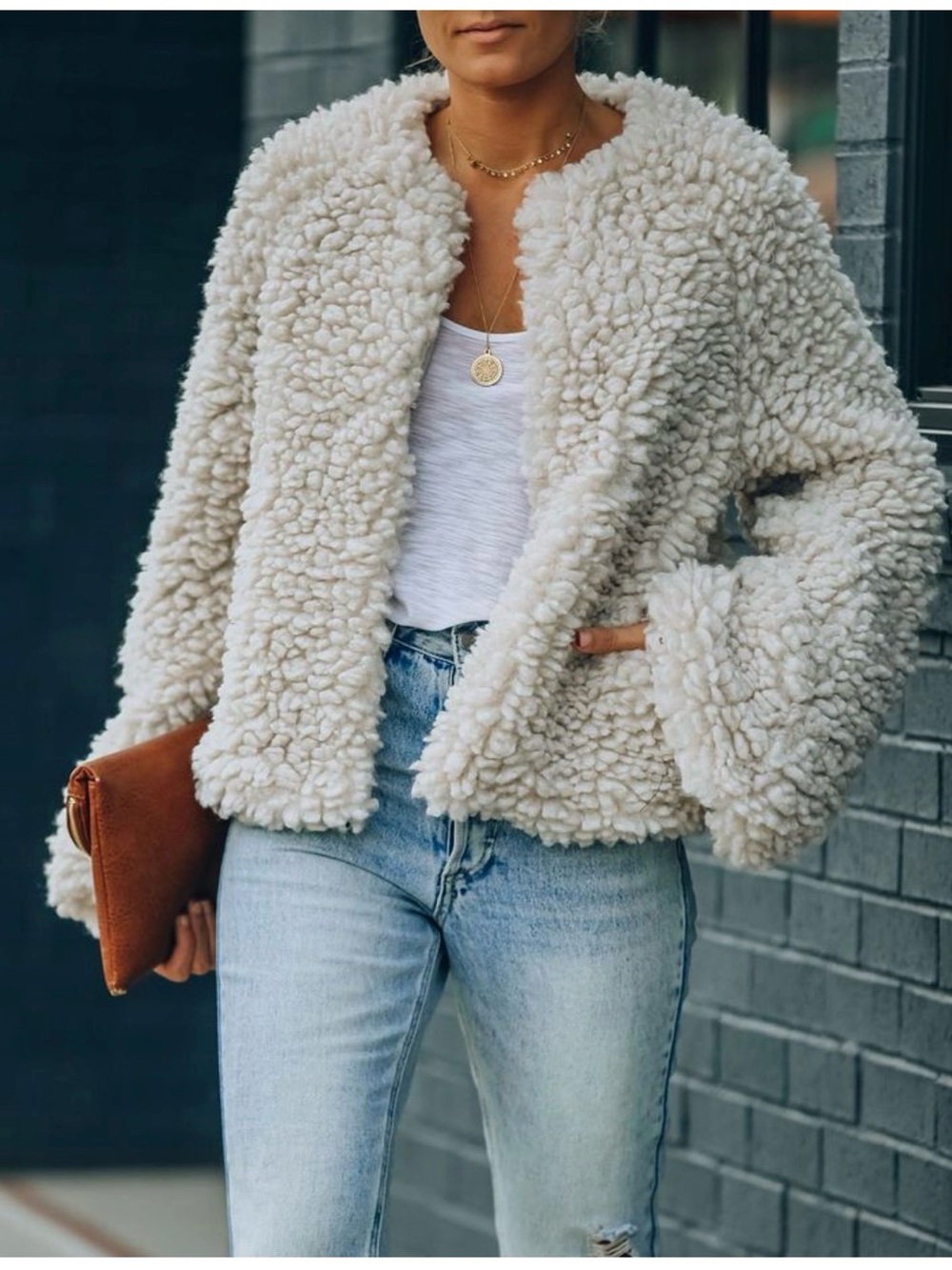 Vici Cream Plush Teddy Sherpa Jacket